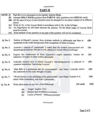 First page of CSS Past Paper Philosophy 2024