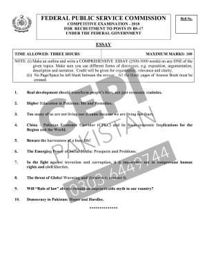 First page of CSS Past Papers English Essay 2018